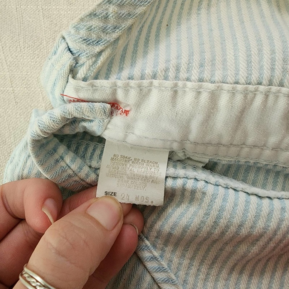 Vintage Oshkosh Light Wash Striped Shortalls 24 months - Picture 9 of 10